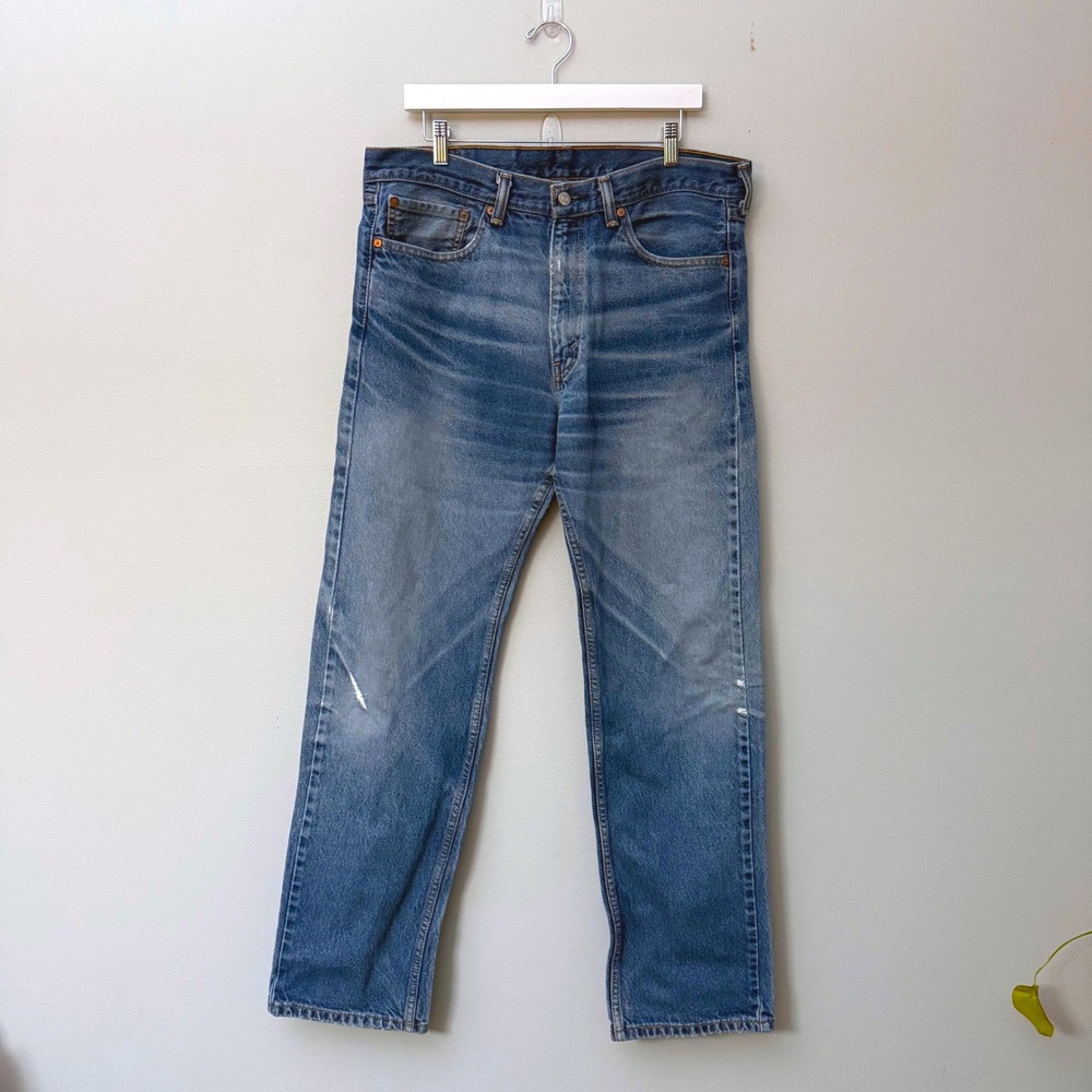 Vintage 90s 00s Levi's 505 Denim Jeans Whiskering Faded Distressed 36x34 (36x33)
